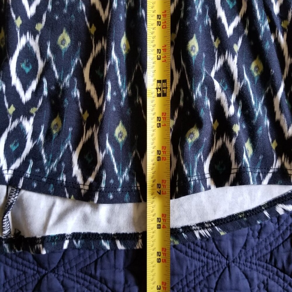 NWOT Karen Kane Ikat Print Crew-neck Cap-sleeve Hi-Lo Elliptical Top Made in USA - Picture 11 of 11